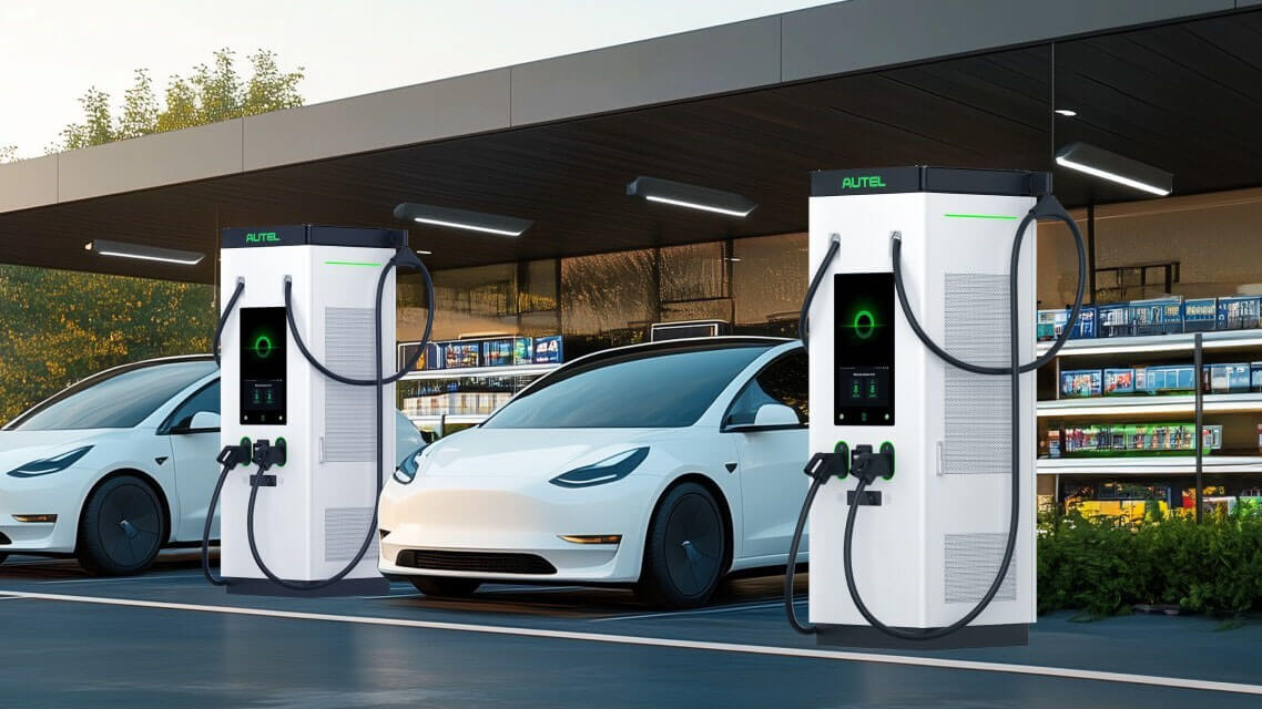 Elektrische bedrijfswagens laden op de site van Van Genechten Packaging